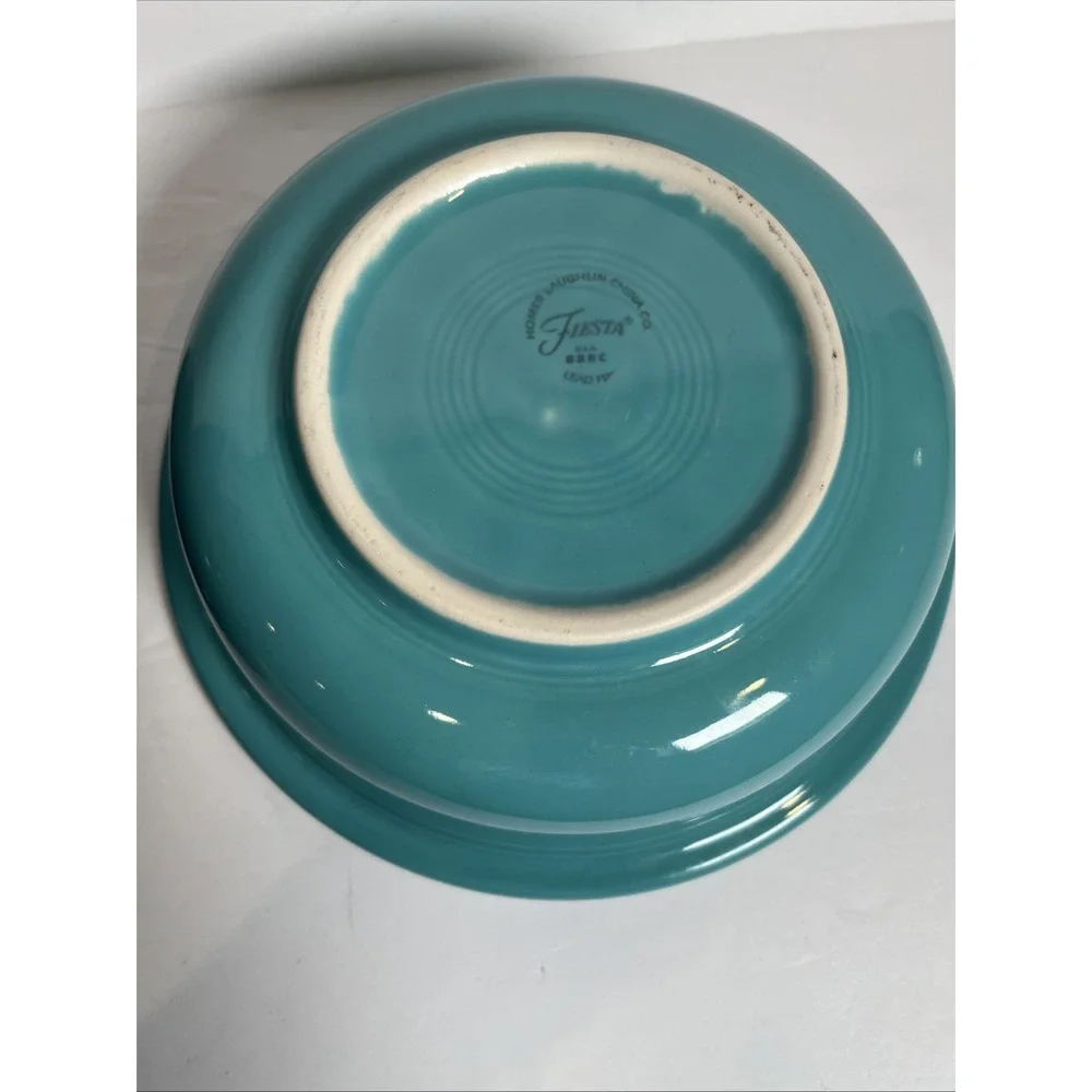 2 Fiesta Ware Pasta Bowl Turquoise Eggplant 8.25